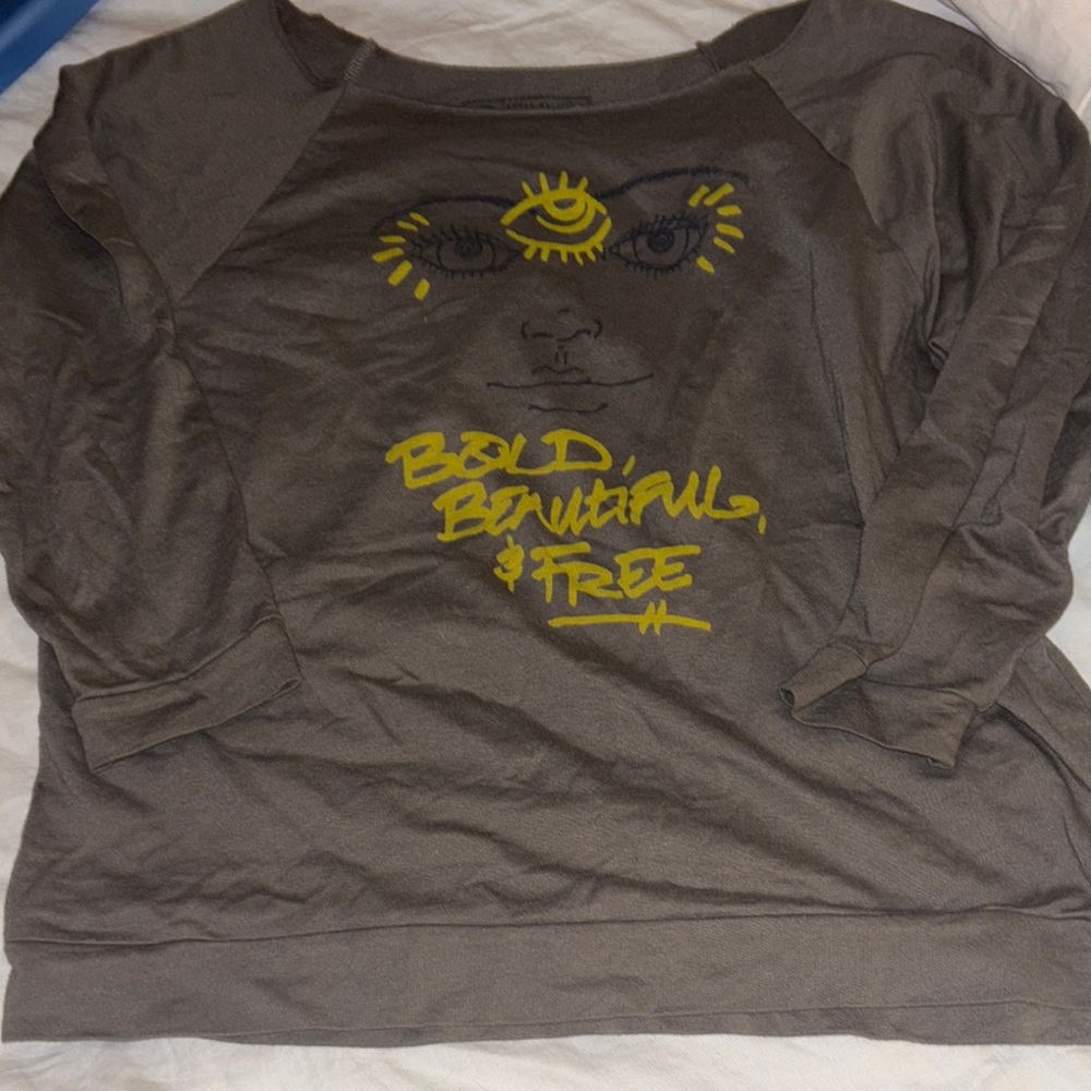 Bold, Beautiful & Free Graphic 3/4 boat neck shirt